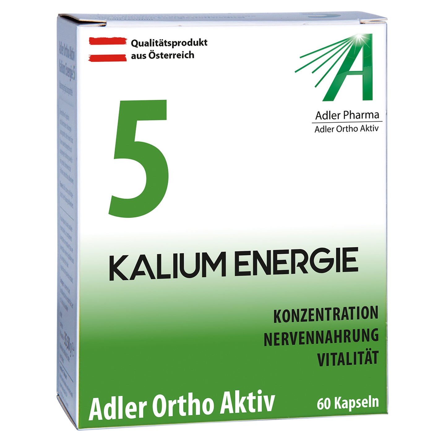Adler Ortho Aktiv Nr. 5 KALIUM ENERGIE: koncentrēšanās veicināšanai, nerviem, vitalitātei (derīgs līdz 08.2026.)