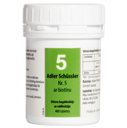 Adler Schüssler Nr. 5 ar biotīnu (kālija fosfāts), derīgs līdz 04.2029.