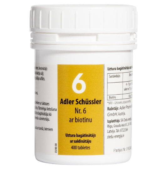 Adler Schüssler Nr. 6 ar biotīnu (kālija sulfāts), derīgs līdz 04.2029.