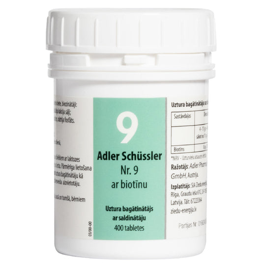 Adler Schüssler Nr. 9 ar biotīnu (nātrija fosfāts), derīgs līdz 04.2029.