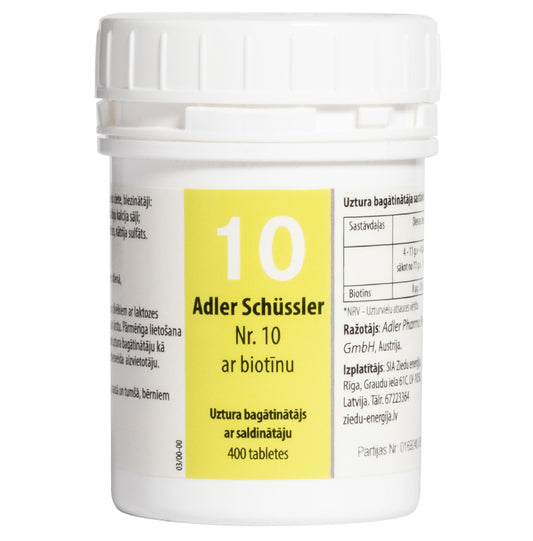 Adler Schüssler Nr. 10 ar biotīnu (nātrija sulfāts), derīgs līdz 04.2029.
