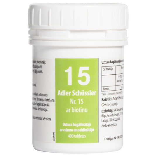 Adler Schüssler Nr. 15 ar biotīnu (kālija jodīds), derīgs līdz 02.2030.