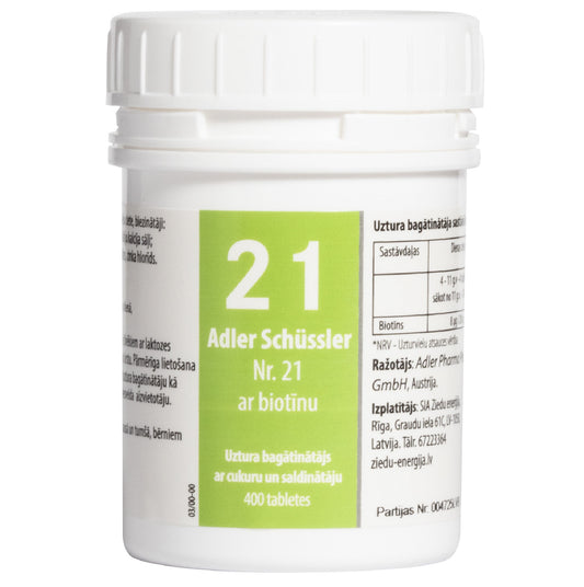 Adler Schüssler Nr. 21 ar biotīnu (cinka hlorīds), derīgs līdz 02.2030.