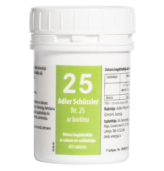 Adler Schüssler Nr. 25 ar biotīnu (nātrija tetrahloraurāts), derīgs līdz 02.2030.