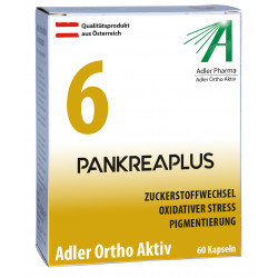 Adler Ortho Aktiv Nr. 6 PANKREAPLUS: ogļhidrātu vielmaiņai, aizsardzībai pret oksidatīvo stresu, normālai ādas pigmentācijai