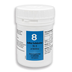 Adler Schüssler Nr. 8 ar biotīnu. IEPRIEKŠPĀRDOŠANAS AKCIJA līdz 6. maijam